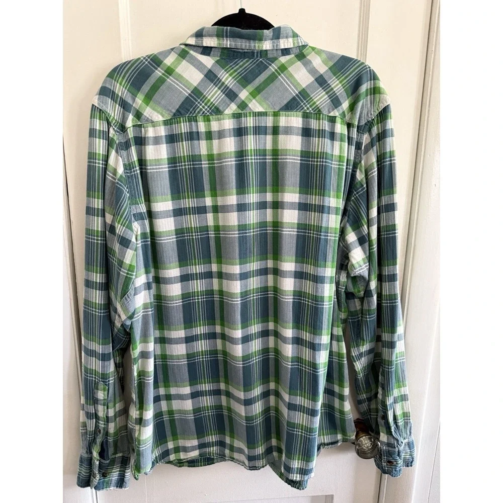 The North Face Button Down Long Sleeve Shirt Men Size XL Green Plaid Hiking